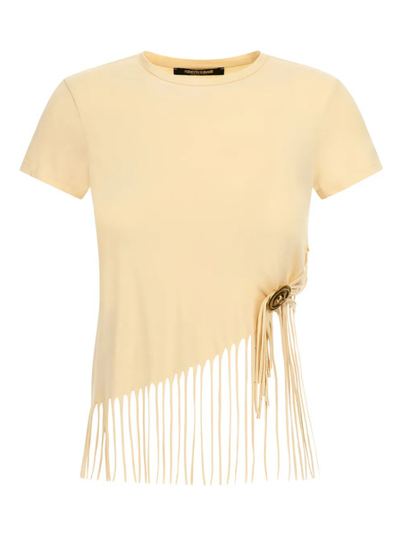  Roberto Cavalli Fringe-trim T-shirt - Neutrals 