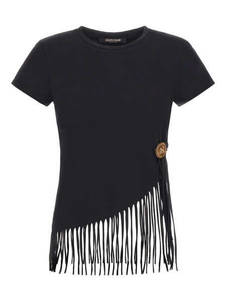  Roberto Cavalli Fringed T-shirt - Black 