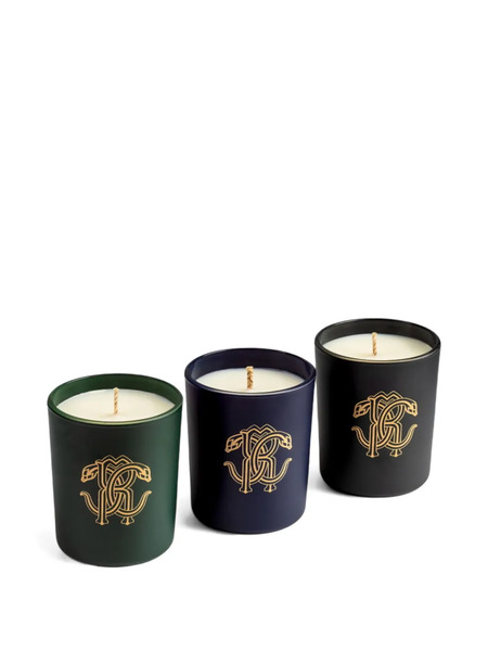  Roberto Cavalli Gold Jungle Scented Candle (set Of Three) - Black 