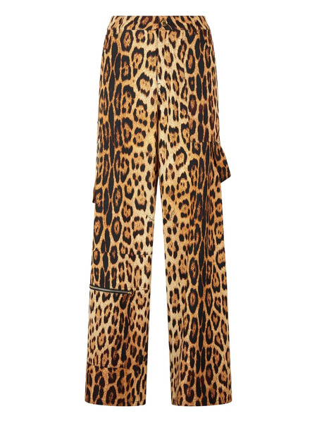  Roberto Cavalli Jaguar-print Cargo Pants - Brown 