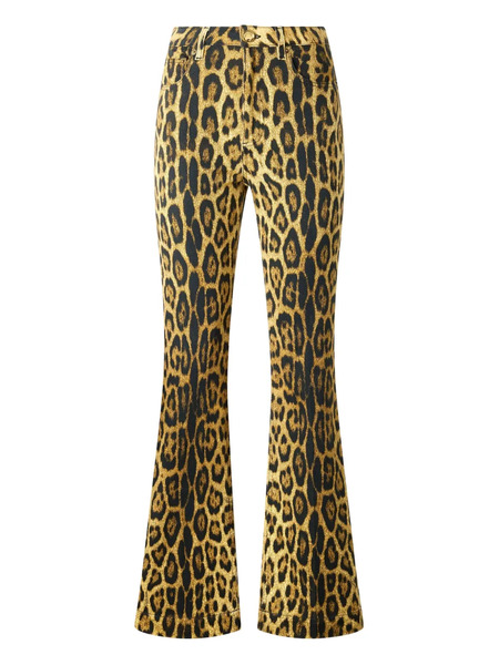  Roberto Cavalli Jaguar-print Flared Jeans - Brown 