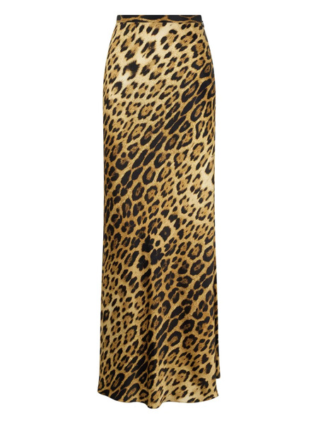  Roberto Cavalli Jaguar-print Silk Skirt - Brown 