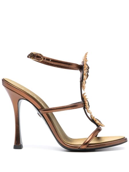  Roberto Cavalli Jewel 110mm Leather Sandals - Brown 
