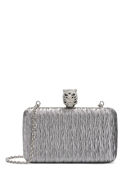  Roberto Cavalli Jewelled Tigers Clutch Bag - Grey 
