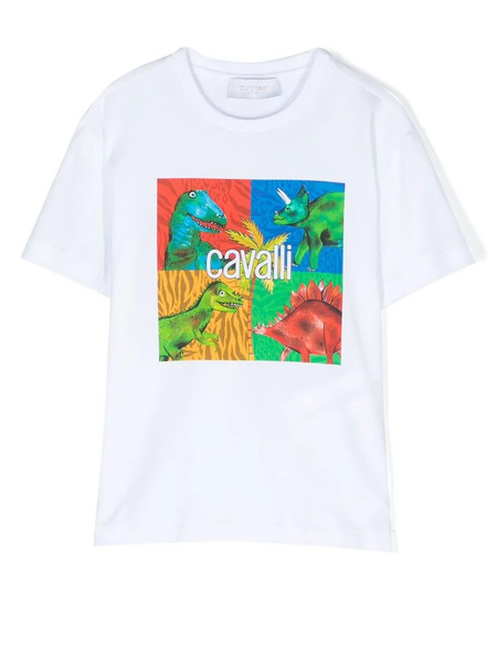  Roberto Cavalli Junior Dinosaur-print T-shirt - White 