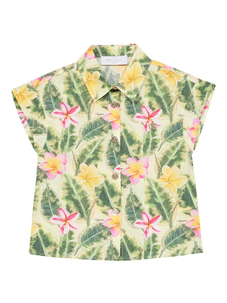  Roberto Cavalli Junior Floral Leaf Print Shirt - Green 