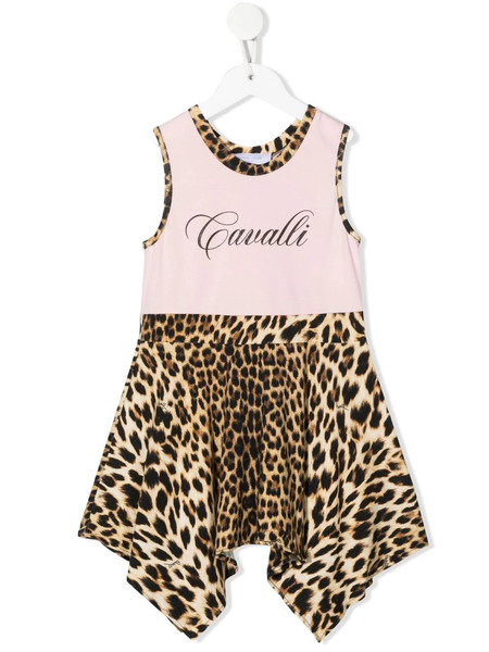  Roberto Cavalli Junior Leopard-print Asymmetric Dress - Neutrals 