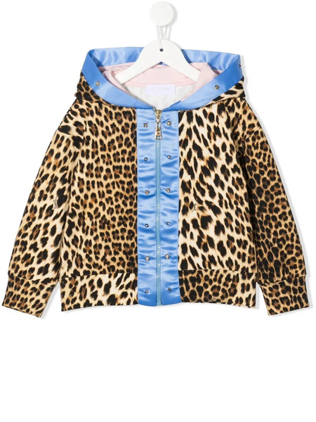  Roberto Cavalli Junior Leopard-print Zip-up Hoodie - Brown 
