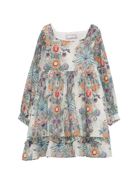  Roberto Cavalli Junior Little Rogue Ruffled Long-sleeve Dress - Neutrals 