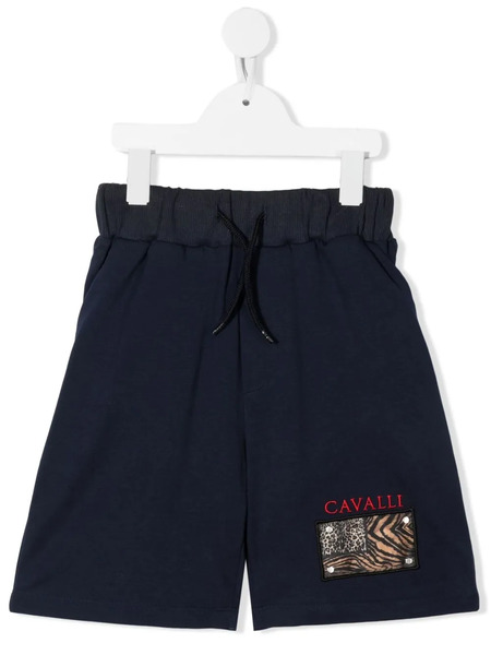  Roberto Cavalli Junior Logo-patch Track Shorts - Blue 