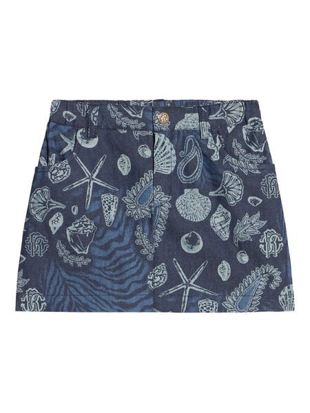  Roberto Cavalli Junior Marine Print Mini Skirt - Blue 