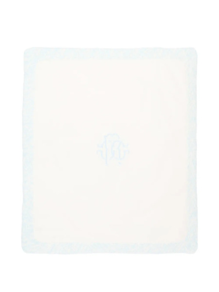  Roberto Cavalli Junior Monogram Border Blanket - Neutrals 