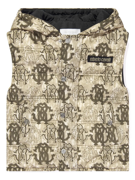  Roberto Cavalli Junior Monogram Padded Gilet - Brown 