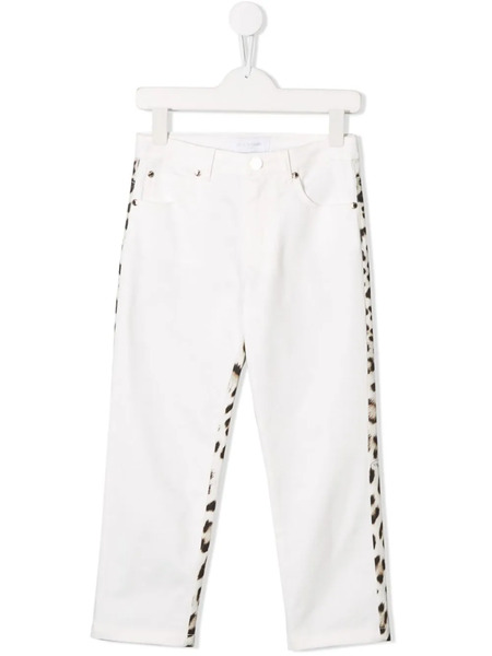  Roberto Cavalli Junior White And Leopard Print Jeans 