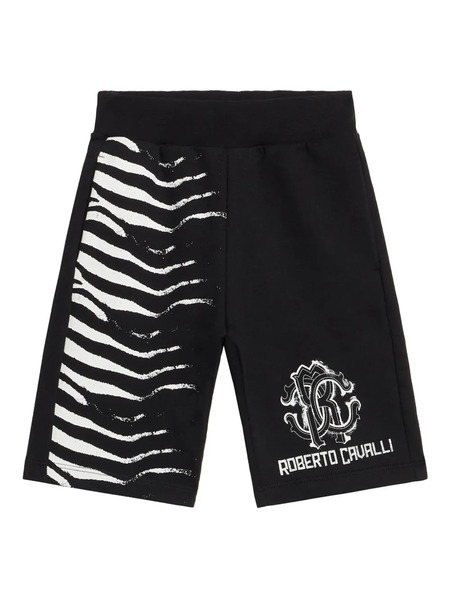  Roberto Cavalli Junior Zebra-print Track Shorts - Black 