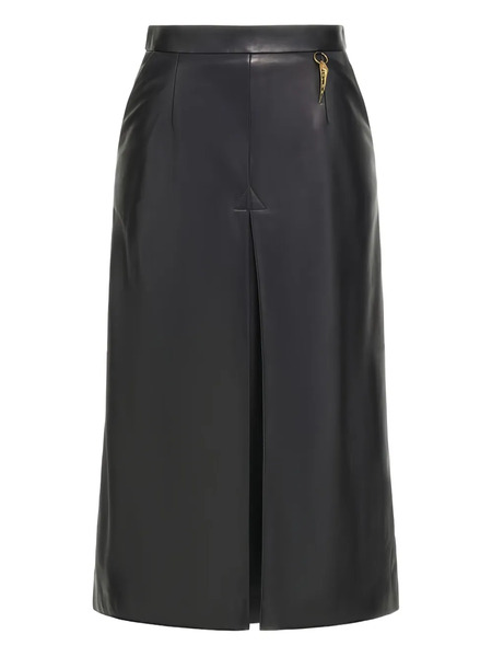  Roberto Cavalli Leather Pleat-front Midi Skirt - Black 