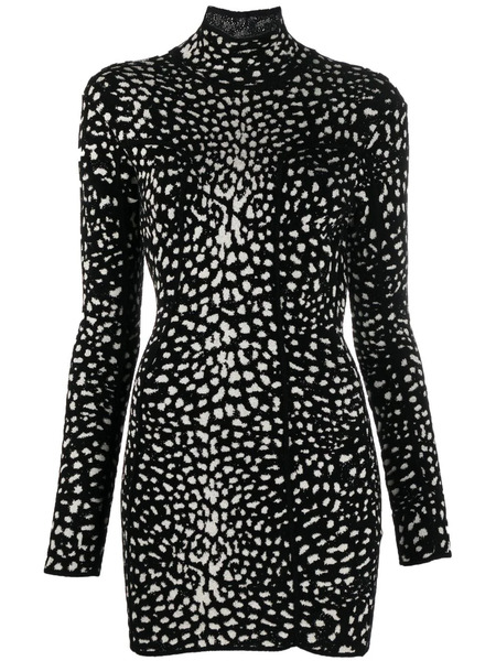  Roberto Cavalli Leopard Jacquard Mini Dress - Black 