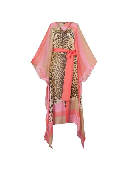  Roberto Cavalli Leopard Print Belted Beachwear - Neutrals 