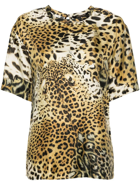  Roberto Cavalli Leopard-print Silk Blouse - Neutrals 