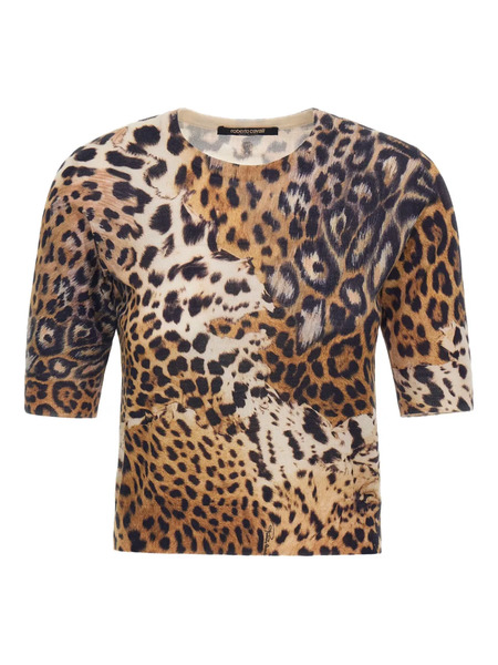  Roberto Cavalli Leopard-print T-shirt - Brown 