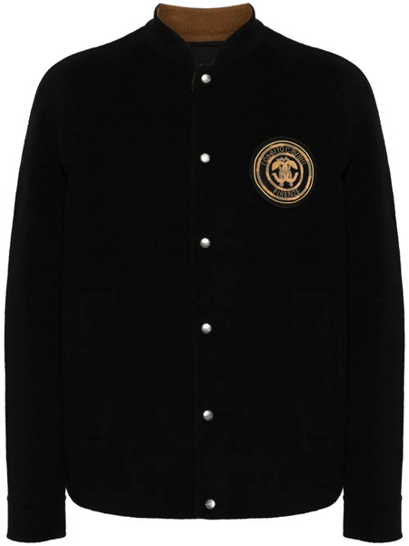  Roberto Cavalli Logo-embroidered Wool Bomber Jacket - Black 