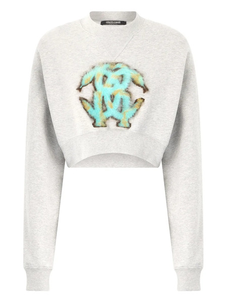  Roberto Cavalli Logo-motif Cropped Sweatshirt - Grey 