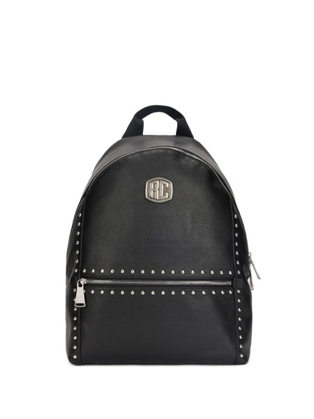  Roberto Cavalli Logo-plaque Studded Leather Backpack - Black 
