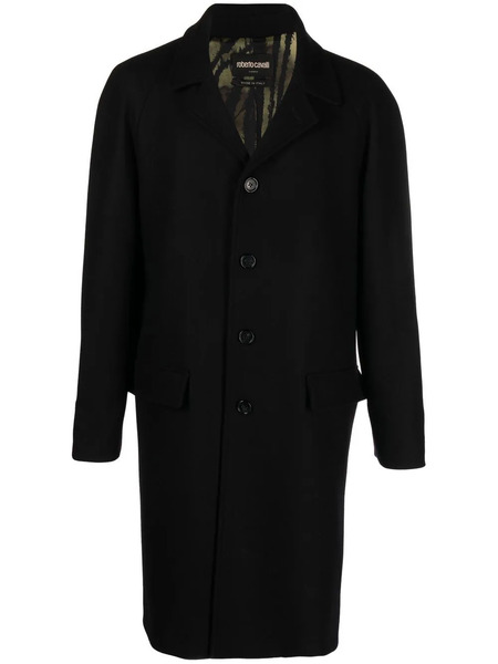  Roberto Cavalli Long Single-breasted Coat - Black 