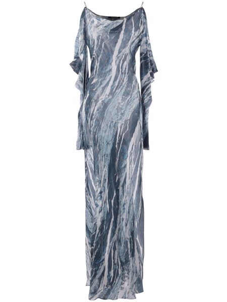  Roberto Cavalli Marble-pattern Dress - Blue 