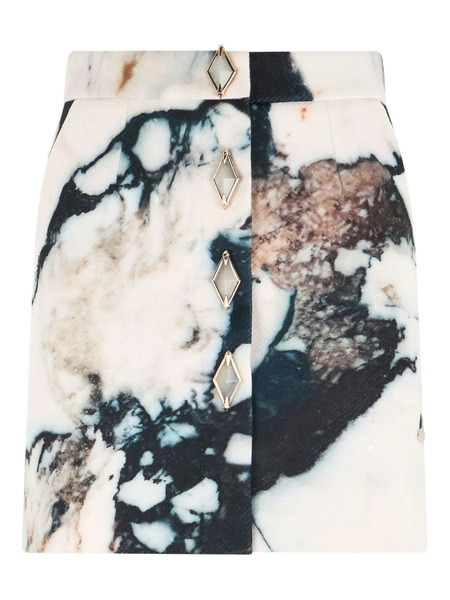  Roberto Cavalli Marble-print Button Mini Skirt - Black 