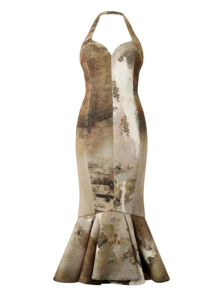  Roberto Cavalli Marble-print Midi Dress - Neutrals 