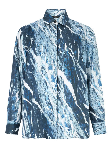  Roberto Cavalli Marble-print Shirt - Blue 