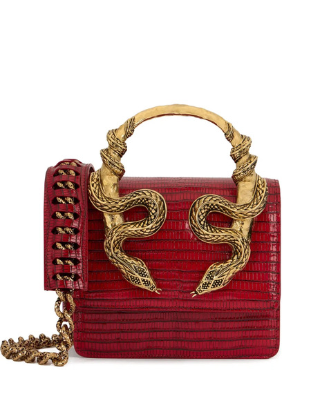  Roberto Cavalli Medium Snake-embellished Top-handle Chain Cross Body Bag - Red 