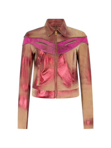  Roberto Cavalli Metallic-finish Leather Jacket - Red 