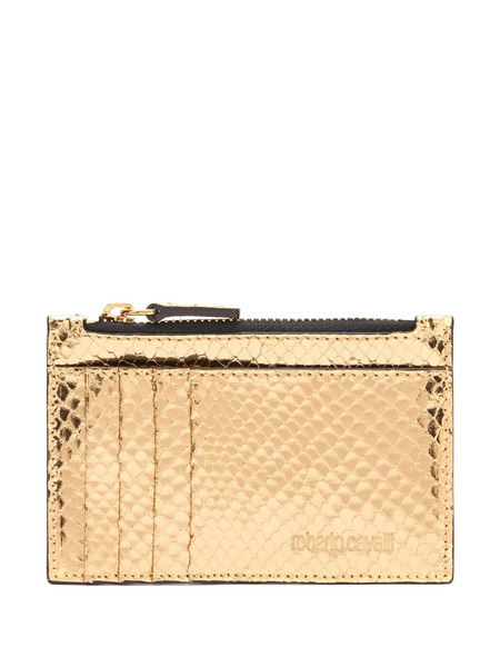  Roberto Cavalli Metallic Leather Card Holder - Gold 