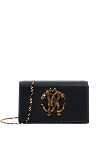  Roberto Cavalli Mirror Snake Metallic-logo Shoulder Bag - Black 