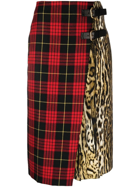  Roberto Cavalli Mix-print Midi Skirt - Red 