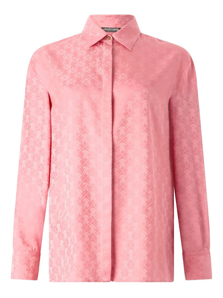  Roberto Cavalli Monogram-print Long-sleeve Shirt - Pink 