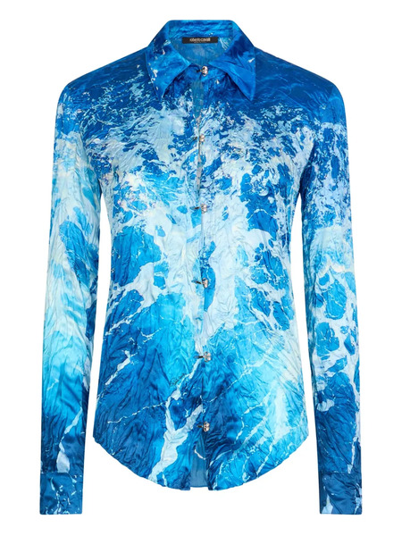  Roberto Cavalli Ocean-print Shirt - Blue 
