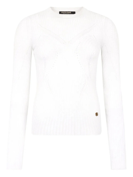  Roberto Cavalli Openwork Rib-knit Sweater - White 