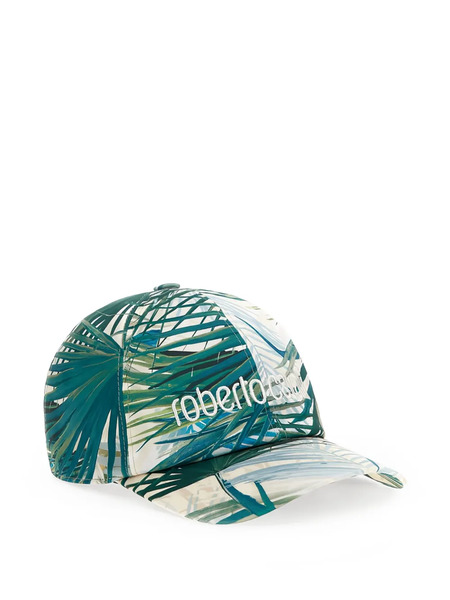  Roberto Cavalli Palm-print Embroidered-logo Baseball Cap - Green 