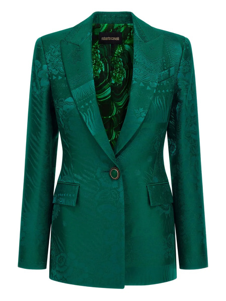  Roberto Cavalli Patterned-jacquard Blazer - Green 