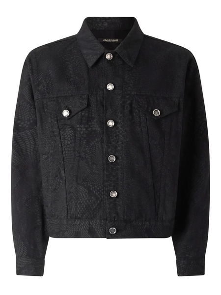  Roberto Cavalli Python-print Jacket - Black 