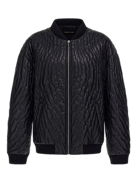  Roberto Cavalli Quilted Bomber Jacket - Black 