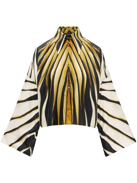  Roberto Cavalli Ray Of Gold Print Silk Shirt 