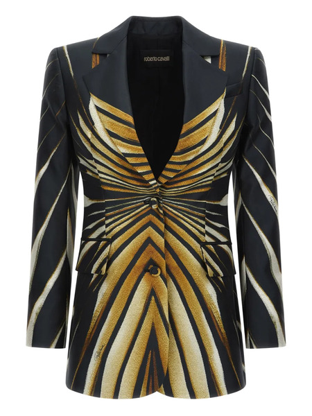  Roberto Cavalli Ray Of Gold-print Tailored Blazer 