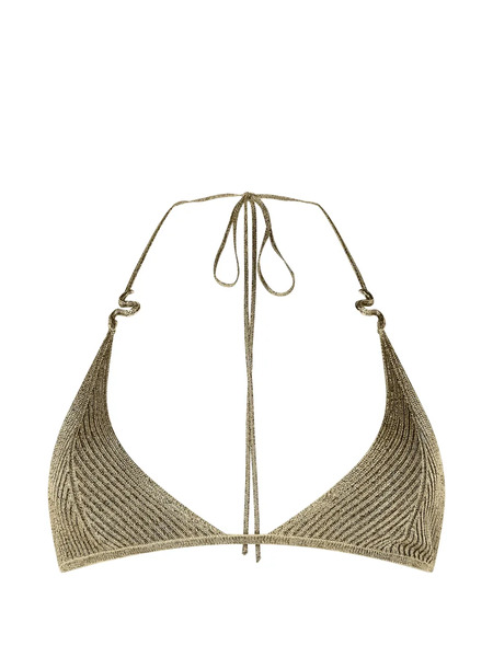  Roberto Cavalli Ribbed Serpent Bikini Top - Gold 