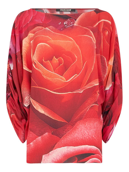  Roberto Cavalli Rose-print Blouse - Red 