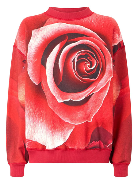  Roberto Cavalli Rose-print Sweatshirt - Red 