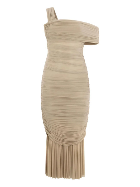  Roberto Cavalli Ruffled One-shoulder Midi Dress - Neutrals 